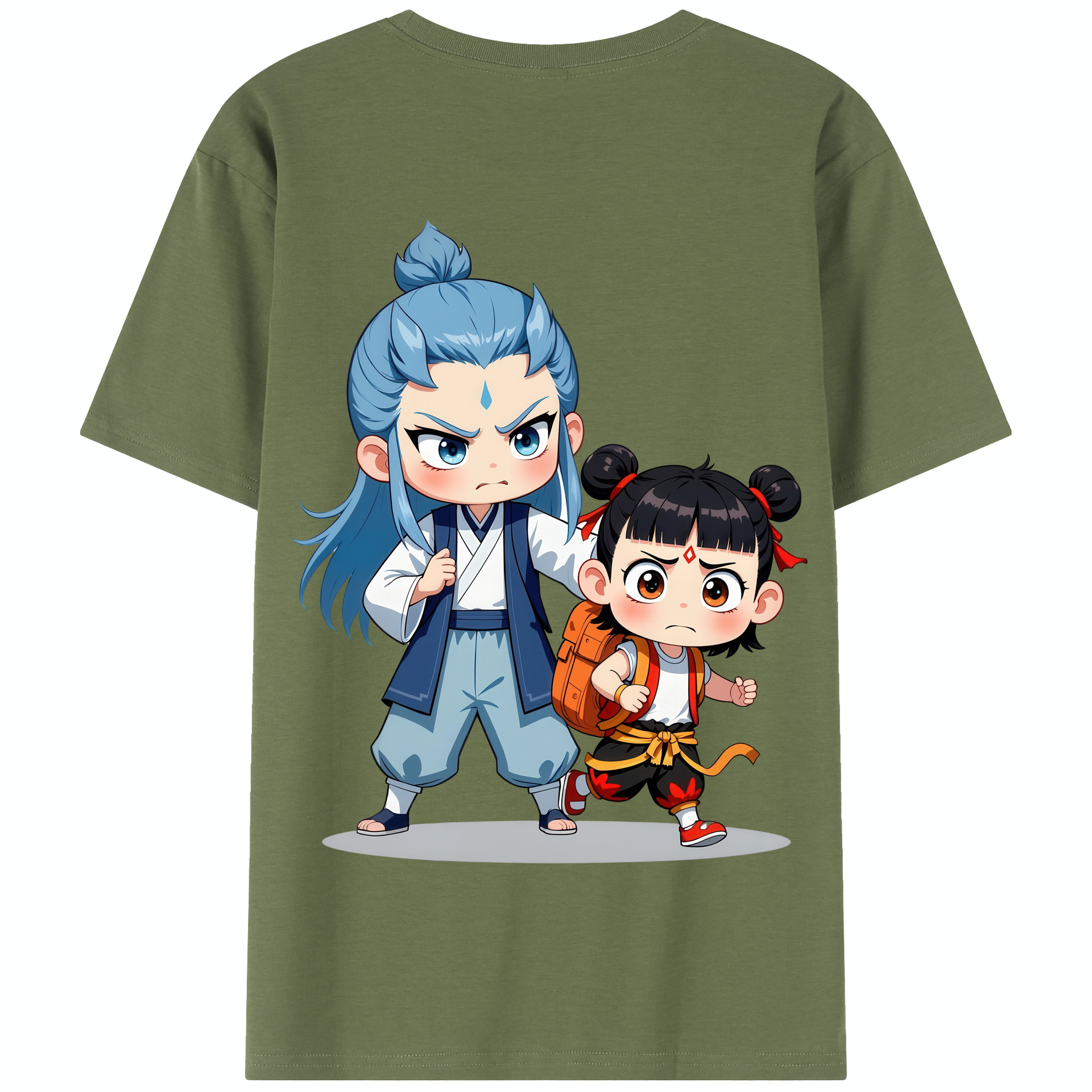 （画像用） Ne Zha 2 ナタ 魔童の大暴れ 綿100％半袖Tシャツ（背面プリント）